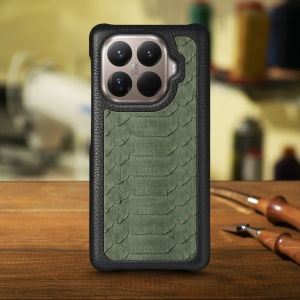 Шкіряна накладка Stenk ExBacker Python Scales для Xiaomi 15T Pro Оливковий